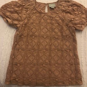 anthropologie maeve blush lacy blouse, size M